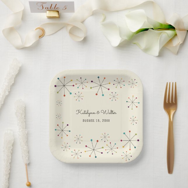 Moderne Retro-Vintage Hochzeit im Mittelalter Pappteller (Hochzeit)