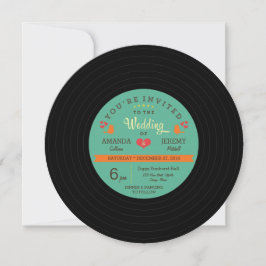 Moderne Retro Vinyl Record Hochzeit Einladung