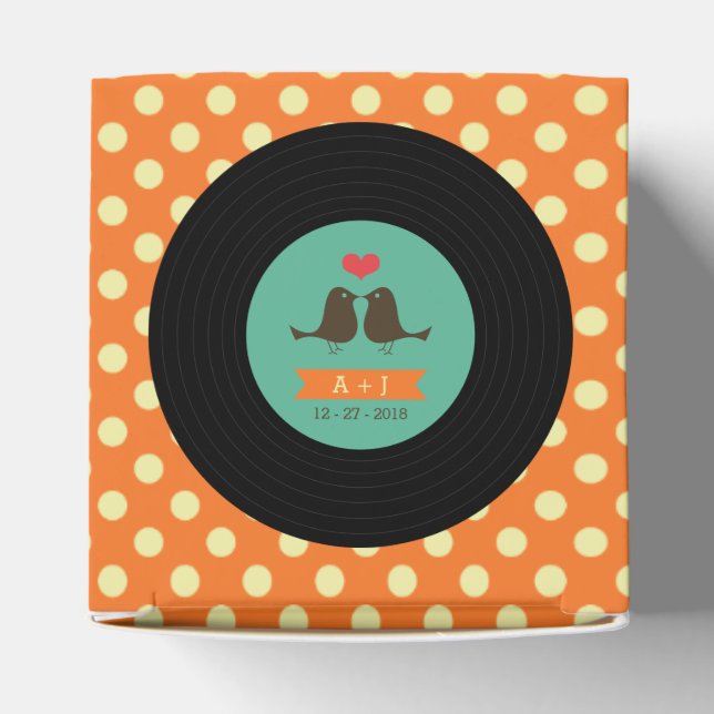 Moderne Retro Vinyl Record Hochzeit Geschenkschachtel (Oben)