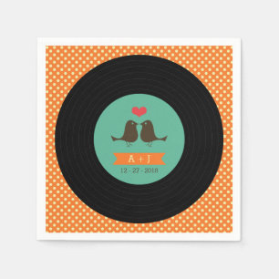 Moderne Retro Vinyl Record Hochzeit Serviette