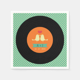 Moderne Retro Vinyl Record Hochzeit Serviette
