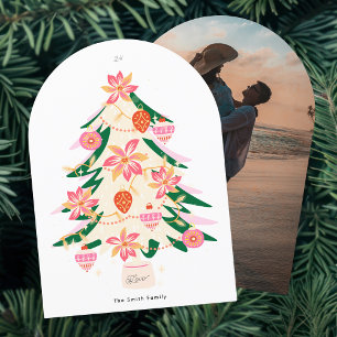 moderne Retro-Weihnachtsbaum 1 Foto-Bogen-Weihnach Einladung