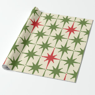 Moderne Retro-Weihnachtssterne des Jahrtausends Geschenkpapier