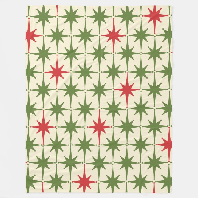 Moderne Retro-Weihnachtssterne-Muster des Mittelja Fleecedecke (Vorderseite)