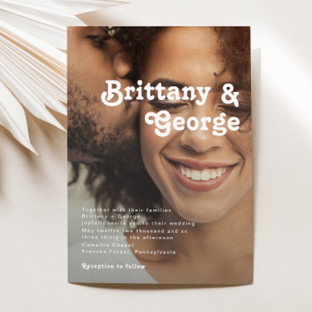 Moderne Retrobriefe verblasste Foto Hochzeit Einladung (Von Creator hochgeladen)