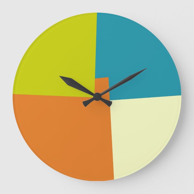 Moderne Retrofarben geometrisch Große Wanduhr (Vorderseite)