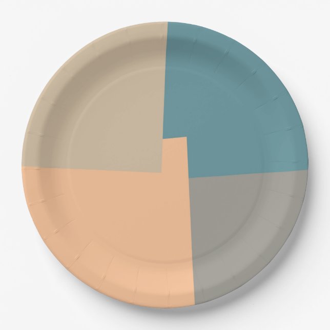 Moderne Retrofarben geometrisch Pappteller (Vorderseite)
