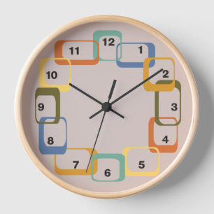 Moderne Retroformuhr des Mitteljahrhunderts Uhr