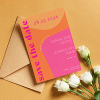 Moderne Retroorange-rosa abstrakte Formen Hochzeit