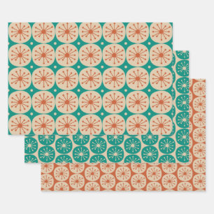 Moderne retrospektive Atompunkte des mittleren Jah Geschenkpapier Set