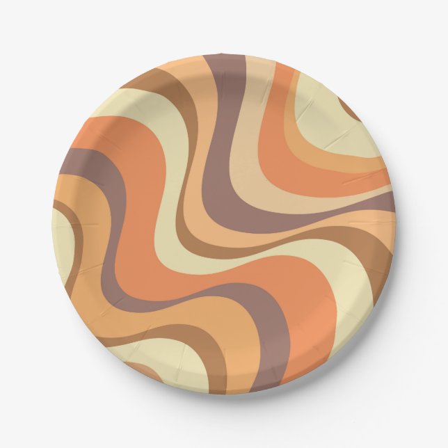 Moderne Retrowellen-Design in mehrfarbigen Farben Pappteller (Vorderseite)