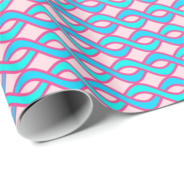 Moderne Ribbons, türkis und rosa aus dem Mittelalt Geschenkpapier (Rolleneckpunkt)