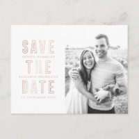 Moderne Rings Rose Gold Save the Date Postkarte