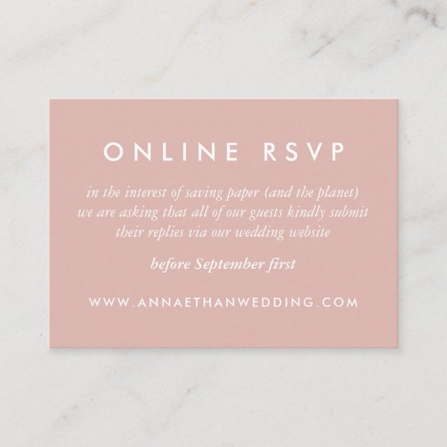 Moderne Rings Rose White Wedding Online RSVP Card Begleitkarte (Vorderseite)