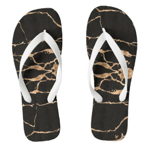 Moderne Rissige Gold-Schwarze Stylistin Profession Flip Flops