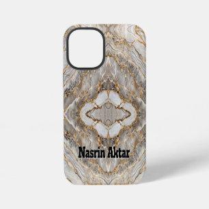 Moderne rissige Gold-Weiß-Marmor iPhone 12 Mini Hülle