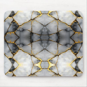 Moderne rissige Gold Weiß- und Schwarz Marmor Mousepad