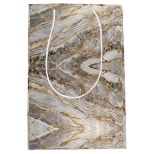 Moderne rissige Goldmarmor Mittlere Geschenktüte