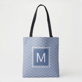 Moderne Riverside Blue Chevrons und Monogram Tasche