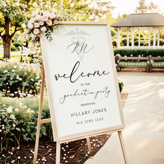 Moderne RN Graduation Party Calligraphy Willkommen Poster