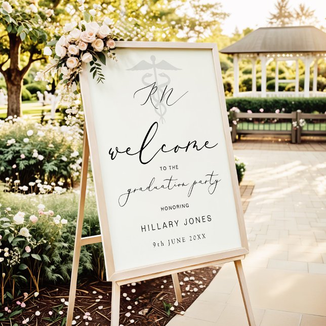 Moderne RN Graduation Party Calligraphy Willkommen Poster (Von Creator hochgeladen)