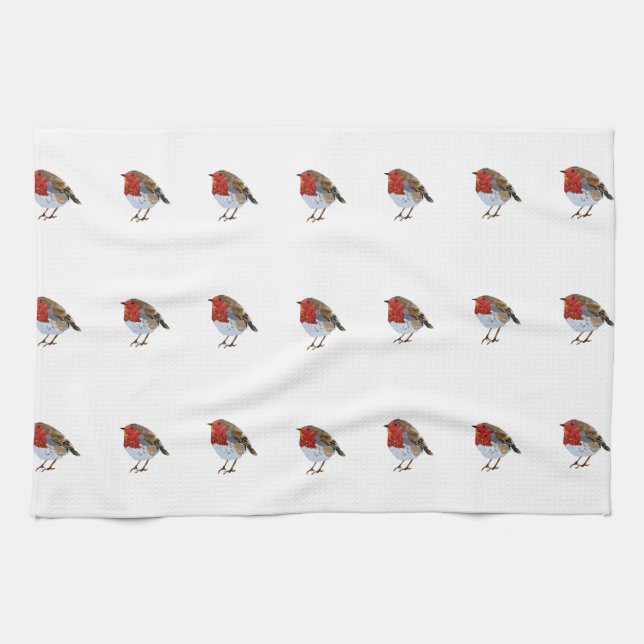 Moderne Robin-Illustration Geschirrtuch (Horizontal)