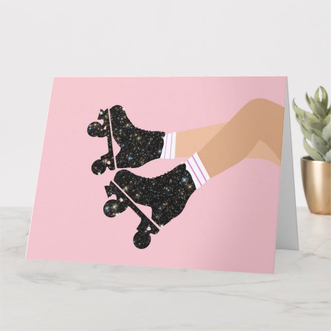 Moderne Roller-Skate Derby Skater Karte (Kleine Pflanze)