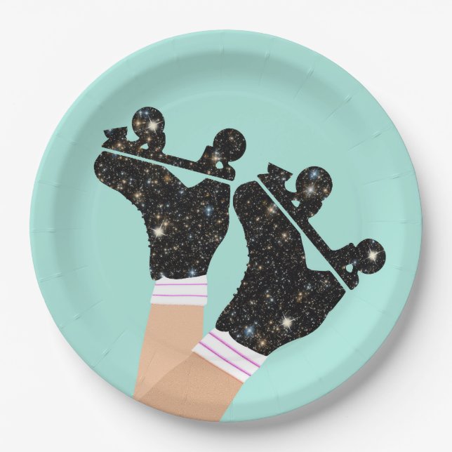 Moderne Roller-Skate Roller Derby Mint Pappteller (Vorderseite)