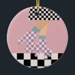 Moderne Roller Skaten Girl Art Karo Keramik Ornament<br><div class="desc">Roller Skater Mädchen in Karos auf Rock, und lila Schachbretter auf Quads, Rolle Skaten auf Schachbrettmuster Muster Disco Boden. Perfekte abstrakte Beine Roller Skate Kunst für Roller derby Babe, Frau, Girl. Lovable roller Skate Musterdesign auf Wohngestaltung, Tasse, Packpapier, etc. Roller Skate Kunst Illustrationsgeschenk für Tochter, Enkelin, derby Girl, Roller Babe....</div>