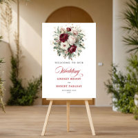 Moderne Romanik Burgunder Floral Gold Willkommensp