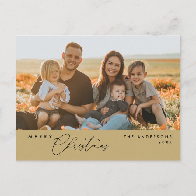 Moderne Romantik, frohe Weihnachten Familie Postca Postkarte (Vorderseite)