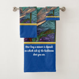 Moderne Romantik mit vergoldeter Blume bl. Badhandtuch Set