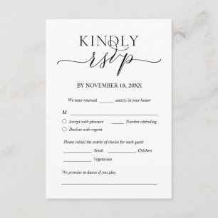 Moderne Romantik, Schwarz, Hochzeitsessen UAWG Begleitkarte