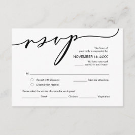 Moderne Romantik, Schwarze Kalligrafie, Hochzeitss Begleitkarte