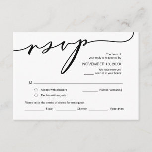 Moderne Romantik, Schwarze Kalligrafie, Hochzeitss Begleitkarte