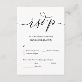 Moderne Romantik, Schwarze Schrift, Hochzeitsessen Begleitkarte