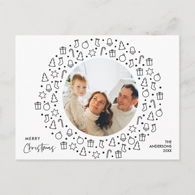 Moderne Romantique Carte de vœux de Noël Famille (Devant)