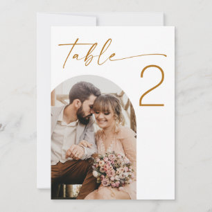 Moderne Romantische Bögen Foto Hochzeit Tischnumme Einladung