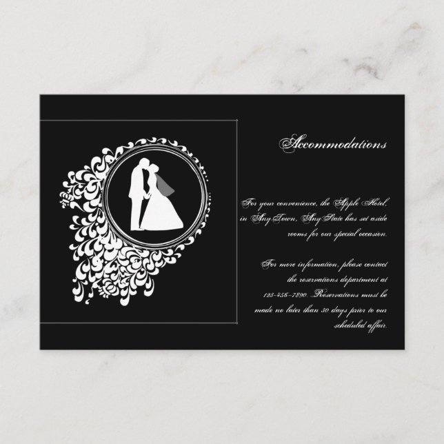 Moderne romantische Couple-Silhouette Hochzeitsbei Begleitkarte (Vorderseite)