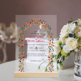 Moderne romantische Elegante Blumenzeremonie Acryleinladungen