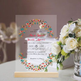 Moderne romantische Elegante Blumenzeremonie Acryleinladungen
