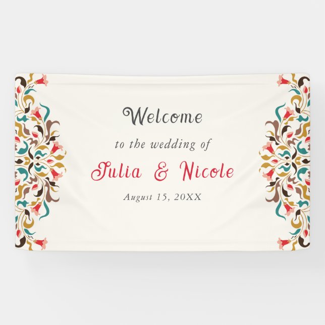 Moderne romantische Elegante Blumenzeremonie Banner (Horizontal)