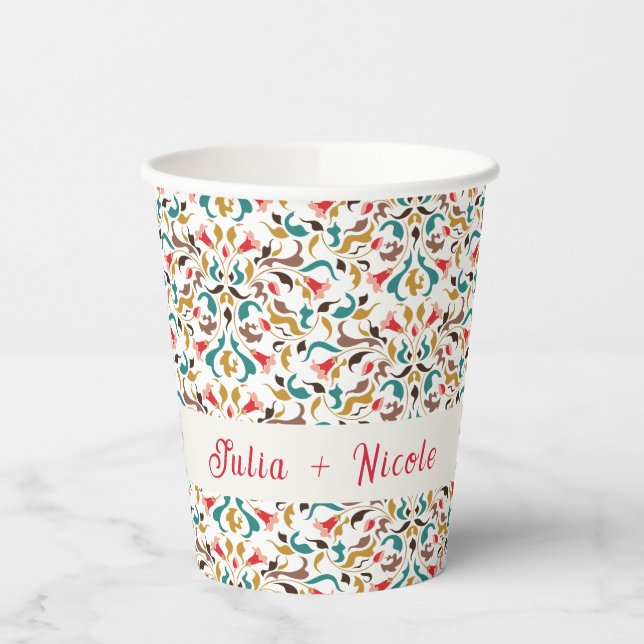 Moderne romantische Elegante Blumenzeremonie Pappbecher (Links)