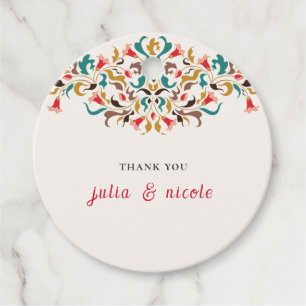Moderne Romantische Elegante Florale Hochzeitskrän Geschenkanhänger