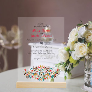 Moderne Romantische Elegante Florale Kranz Hochzei Acryleinladungen