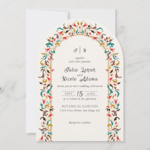 Moderne Romantische Elegante Florale Kranz Hochzei Einladung