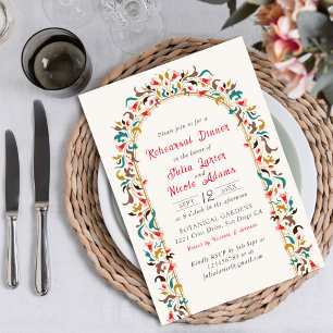 Moderne Romantische Elegante Florale Probe Dinner Einladung