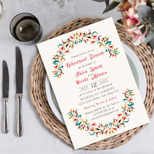 Moderne Romantische Elegante Florale Probe Dinner Einladung