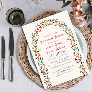 Moderne Romantische Elegante Florale Probe Dinner Einladung