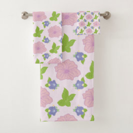 Moderne romantische farbenfrohe Blumenmuster Bath  Badhandtuch Set